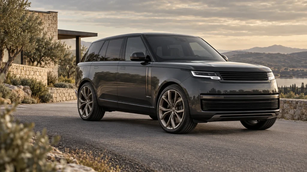 Range Rover-inspired SUV concept beside a coastal road — AI-generated design inspiration